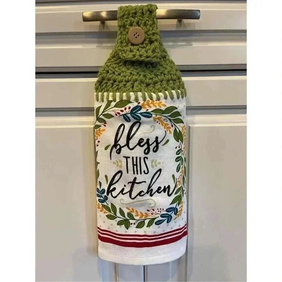 Crochet Top Kitchen Towel- Bless This Kitchen - Picture 1 of 3
